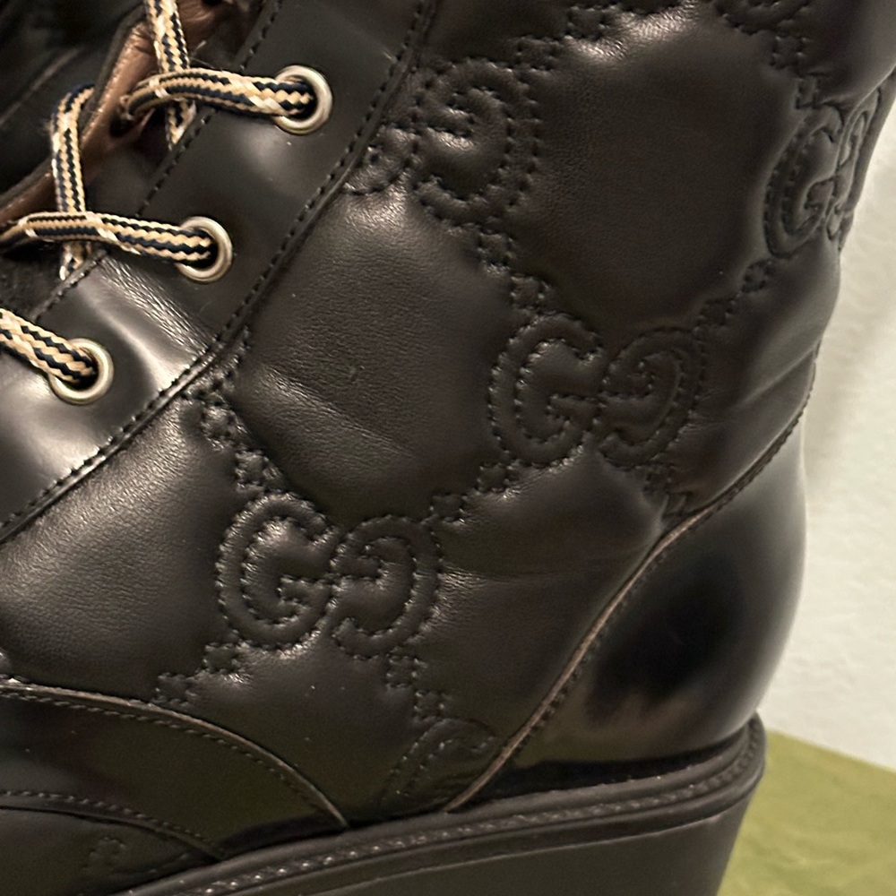Gucci black leather GG quilted monogram boots - Picture 11 of 16